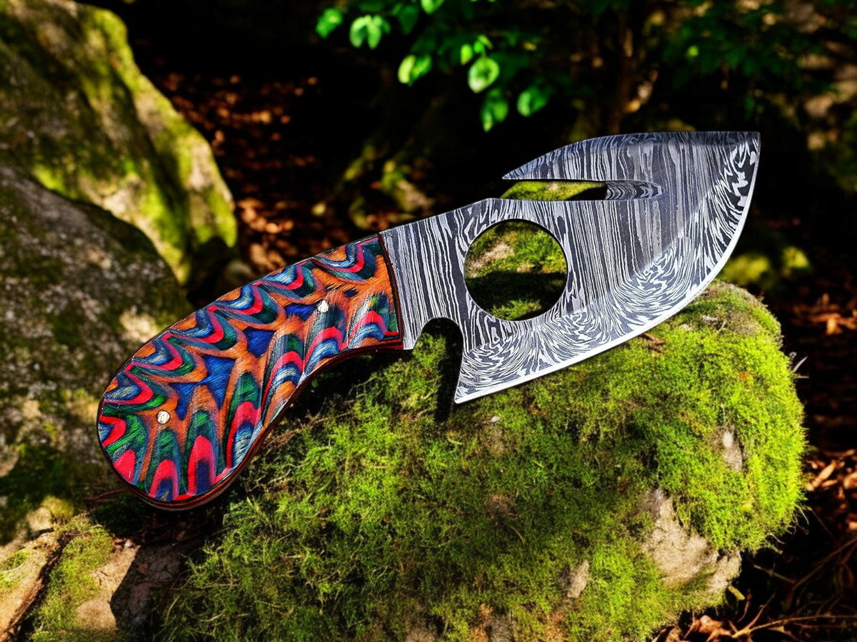 Premium Damascus Steel Gut Hook Skinning Knife main image 0
