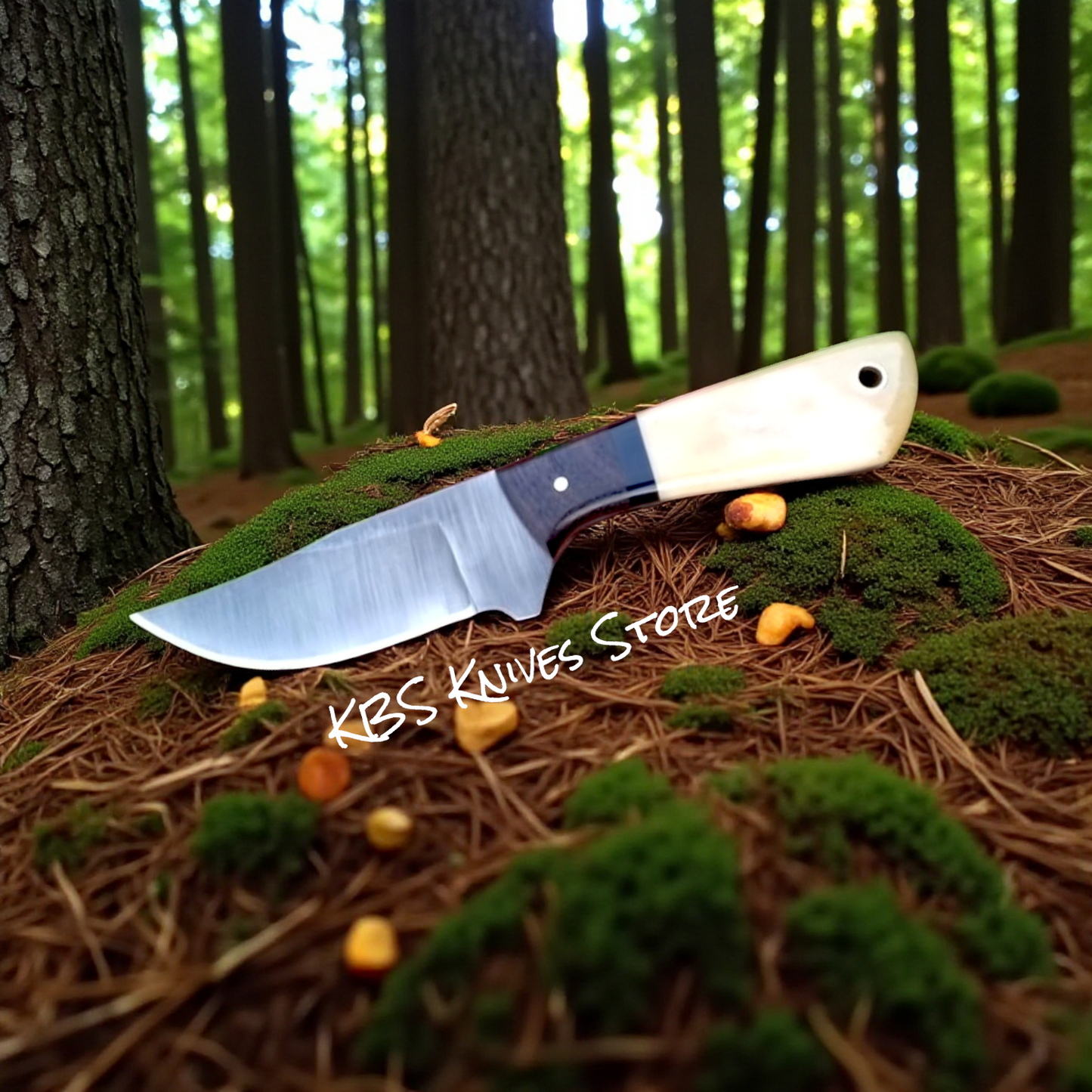 Sturdy D2 Steel Knife with Rosewood & Bone Handle