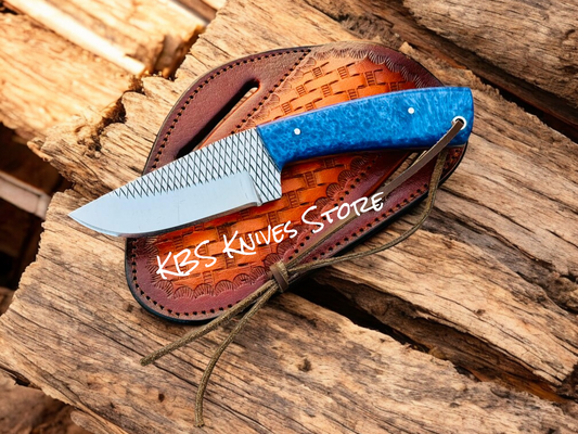 Cowboy Knife with Pancake Sheath – Blue & Black Pearl Resin