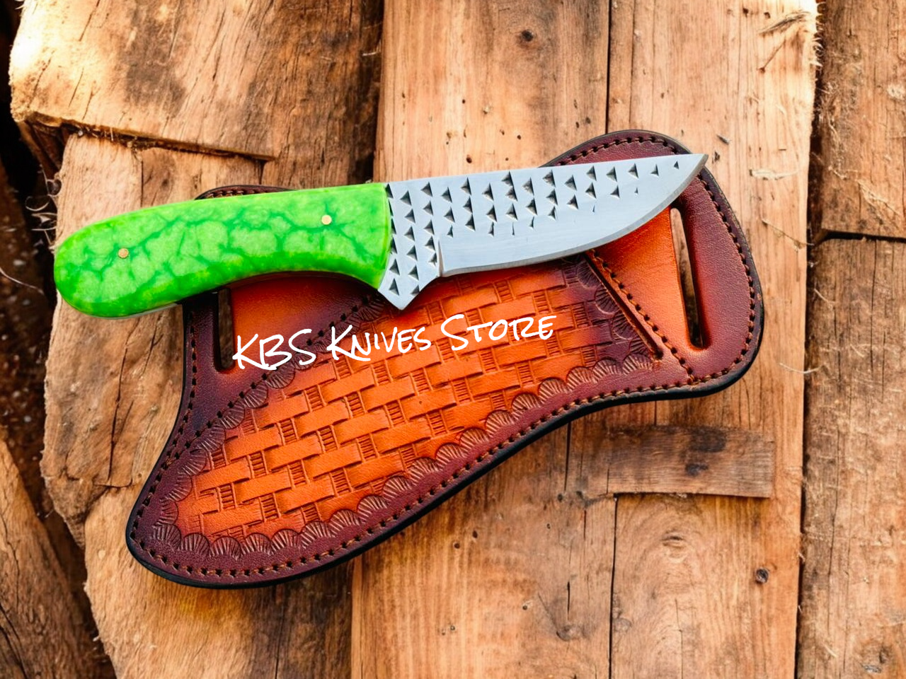 Cowboy Outdoor Utility Knife with Cross Draw Sheath – 3.8" Rasp Steel Blade