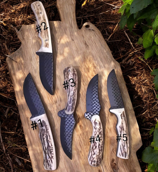 Ranch Cowboy Knives – Black Powder Coated Rasp Steel with Antler Horn Handle