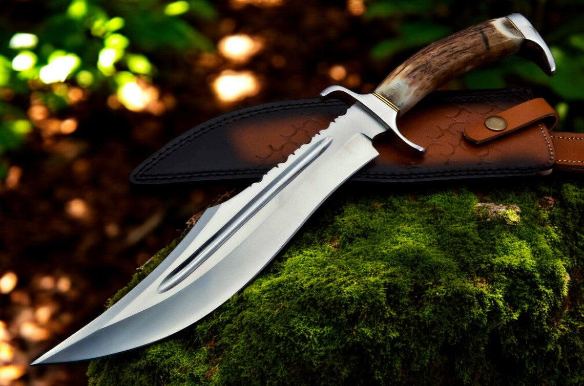Antler Handle and Steel Guards on the Bowie Knife