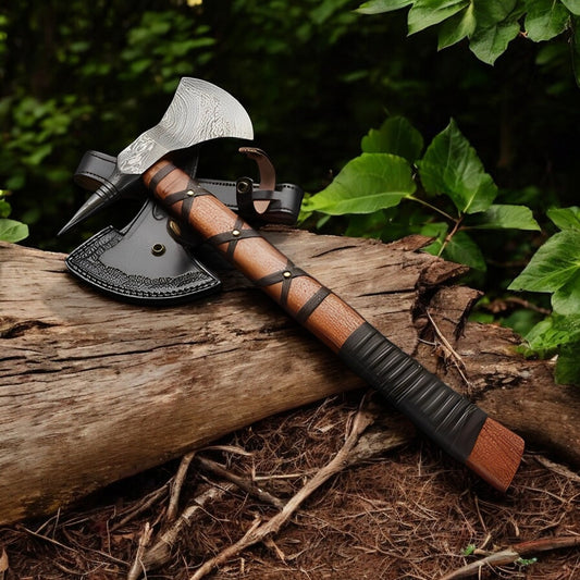 Custom Handmade Damascus Steel Viking Axe
