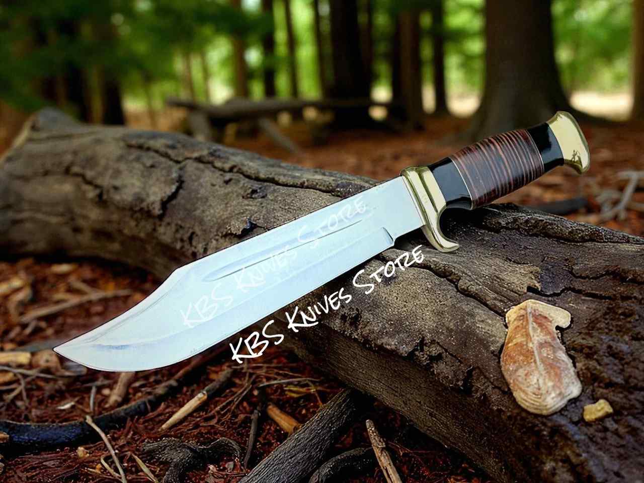 Crocodile Dundee knife with 440C steel blade and brass guard handle