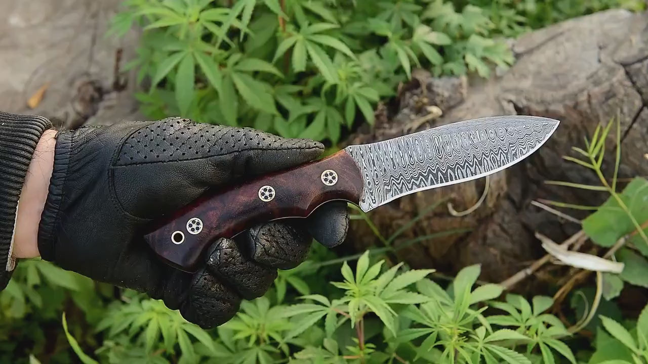 Wilderness Warrior hunting knife with KBS Knives logo engraved on the blade