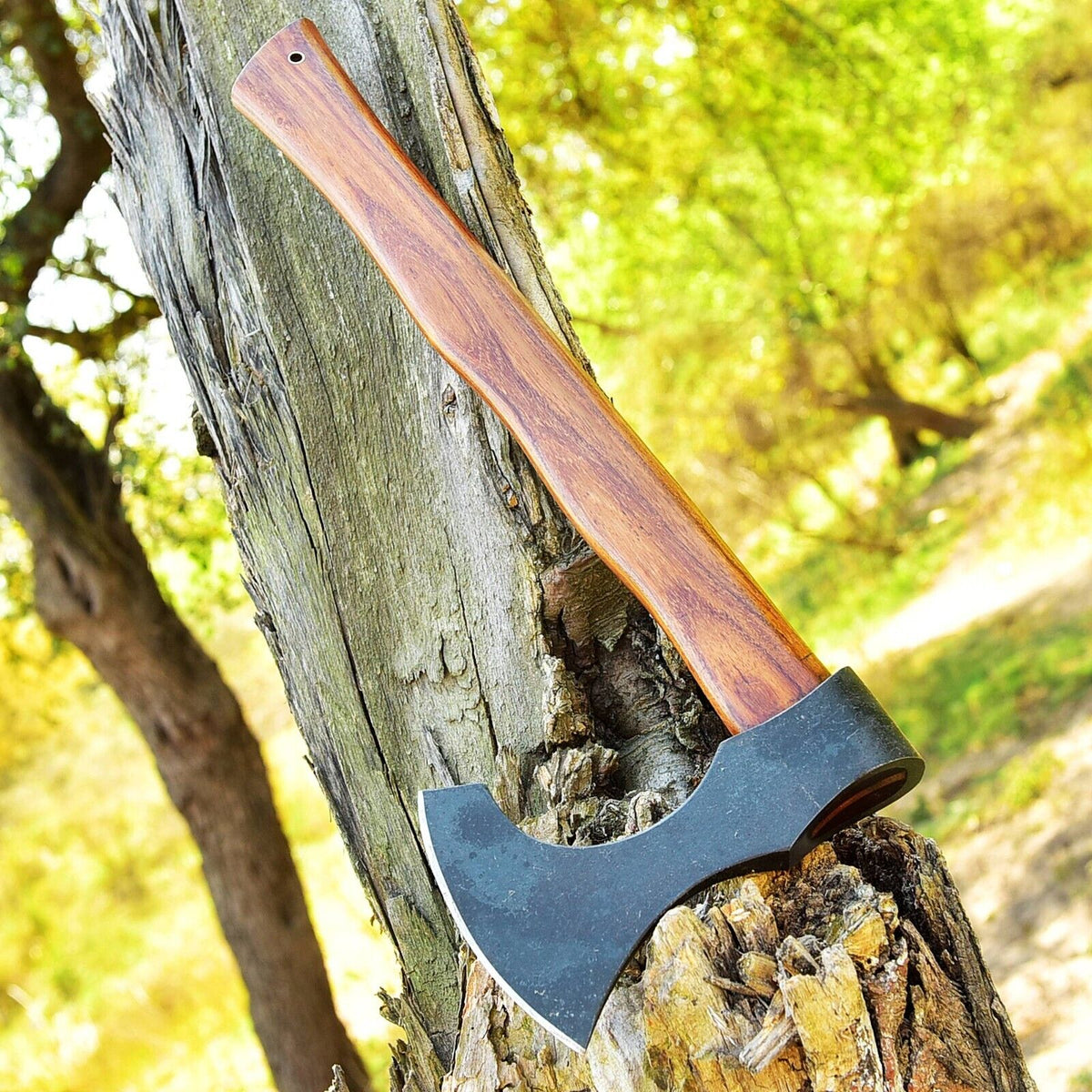 Custom Handmade Acid Washed High Carbon Steel Viking Tomahawk Axe KBS