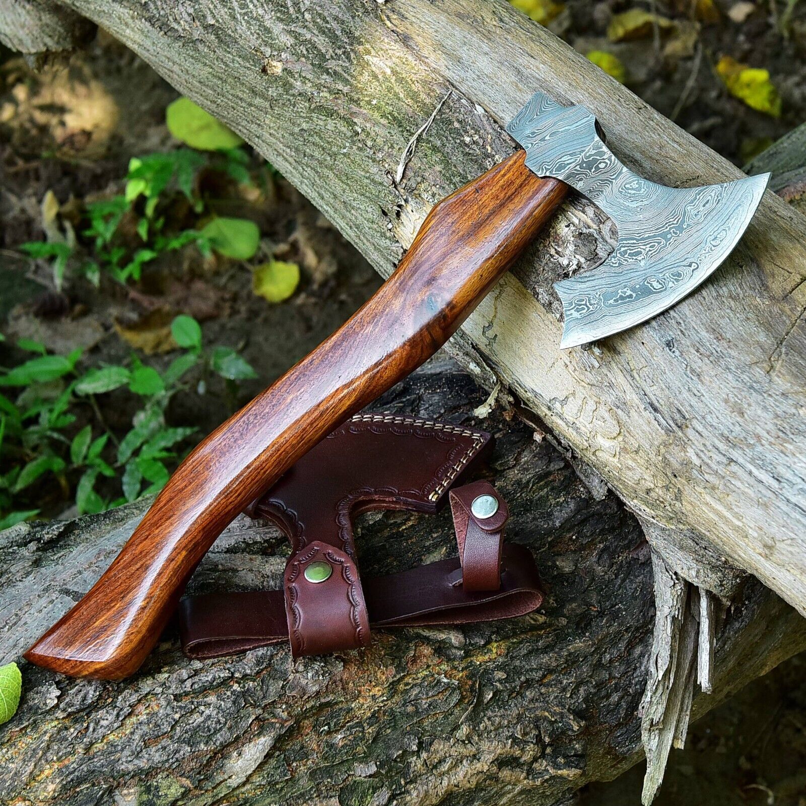 Detailed Rosewood Handle of "Rosewood Legend" Tomahawk Axe
