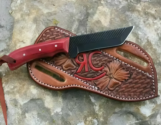 Exotic Edge Tanto Knife with rasp tool steel blade