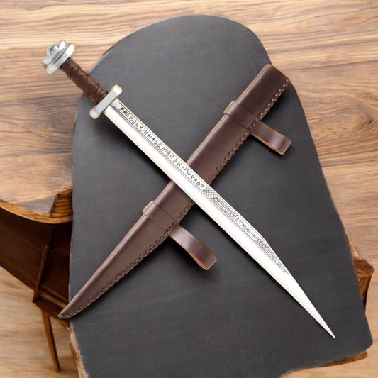 Custom Viking Seax with Engraved 440C Steel Blade