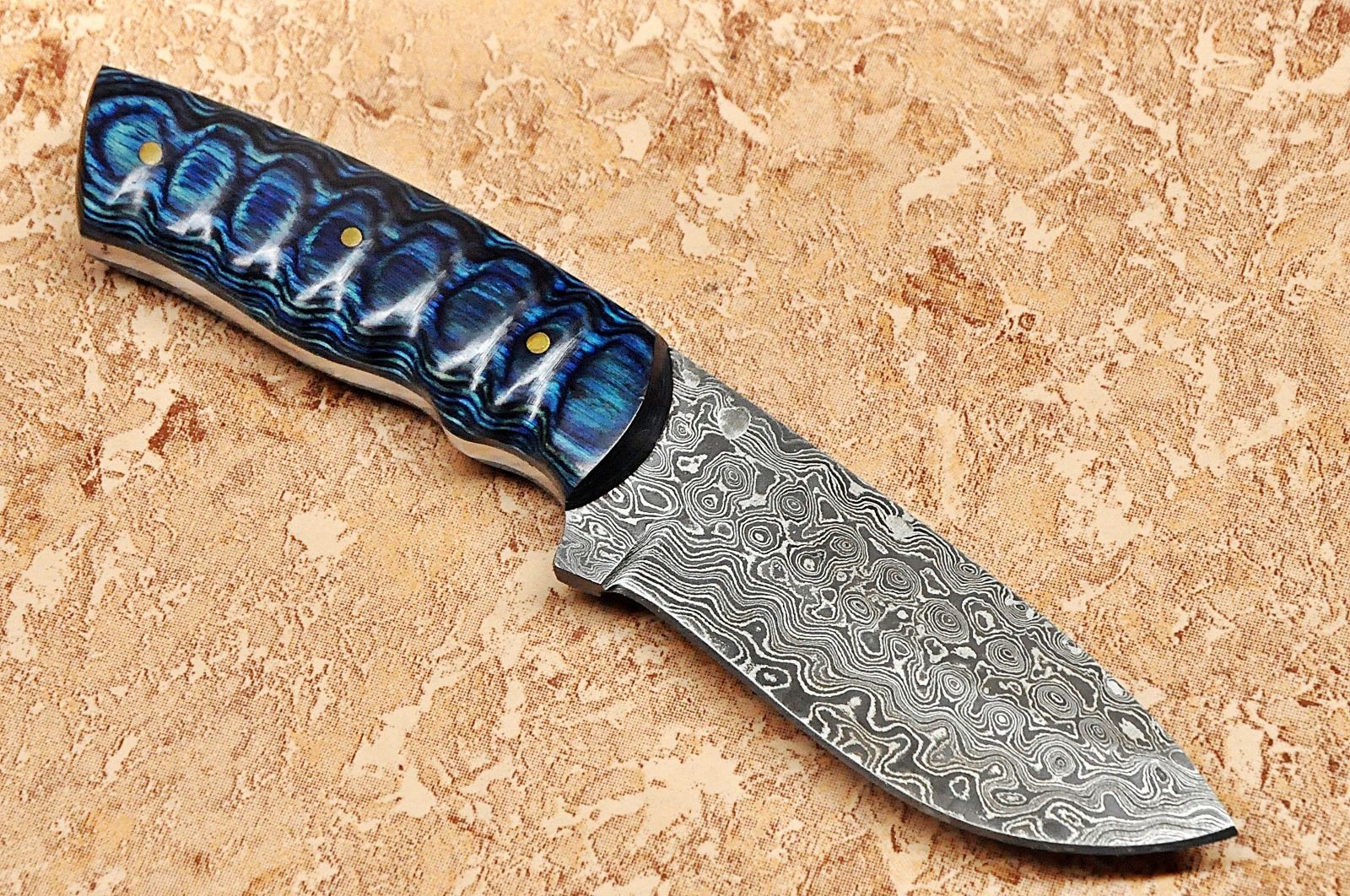 Premium Custom Raindrop Damascus Steel Skinning Knife main image 1