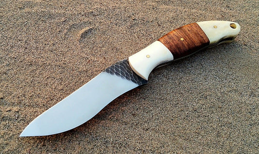 Custom Handmade Hunting Knife with Unique Stone Texture