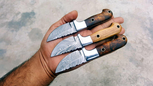 Custom Handmade Deer Skinning Knife with Damascus Steel