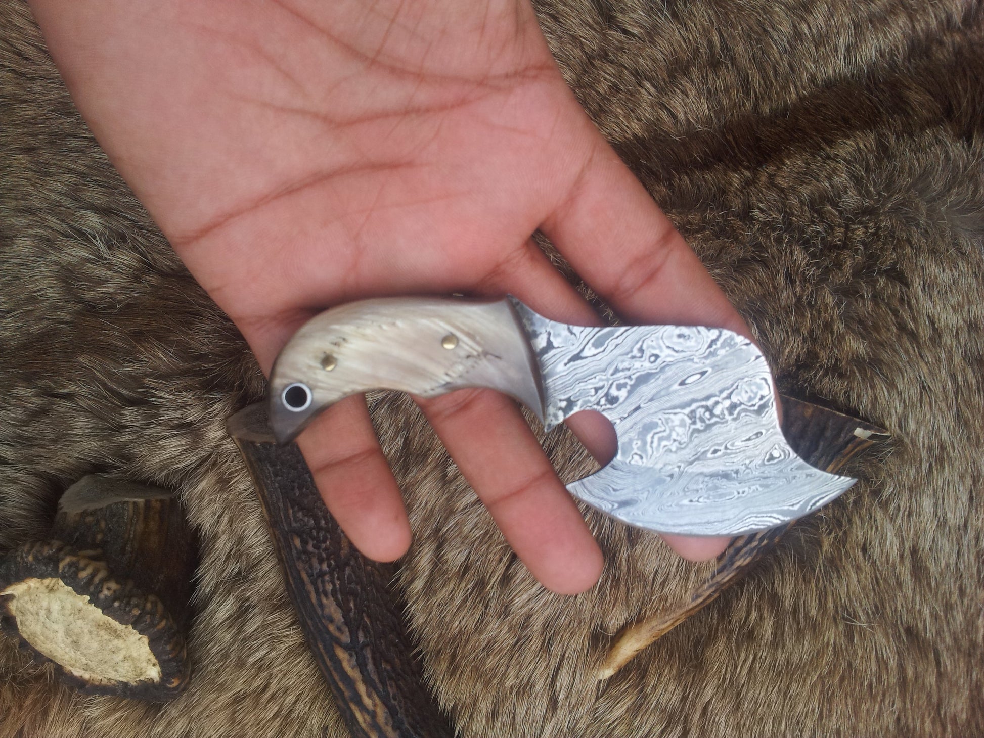 Damascus Blade Mini Skinning Axe