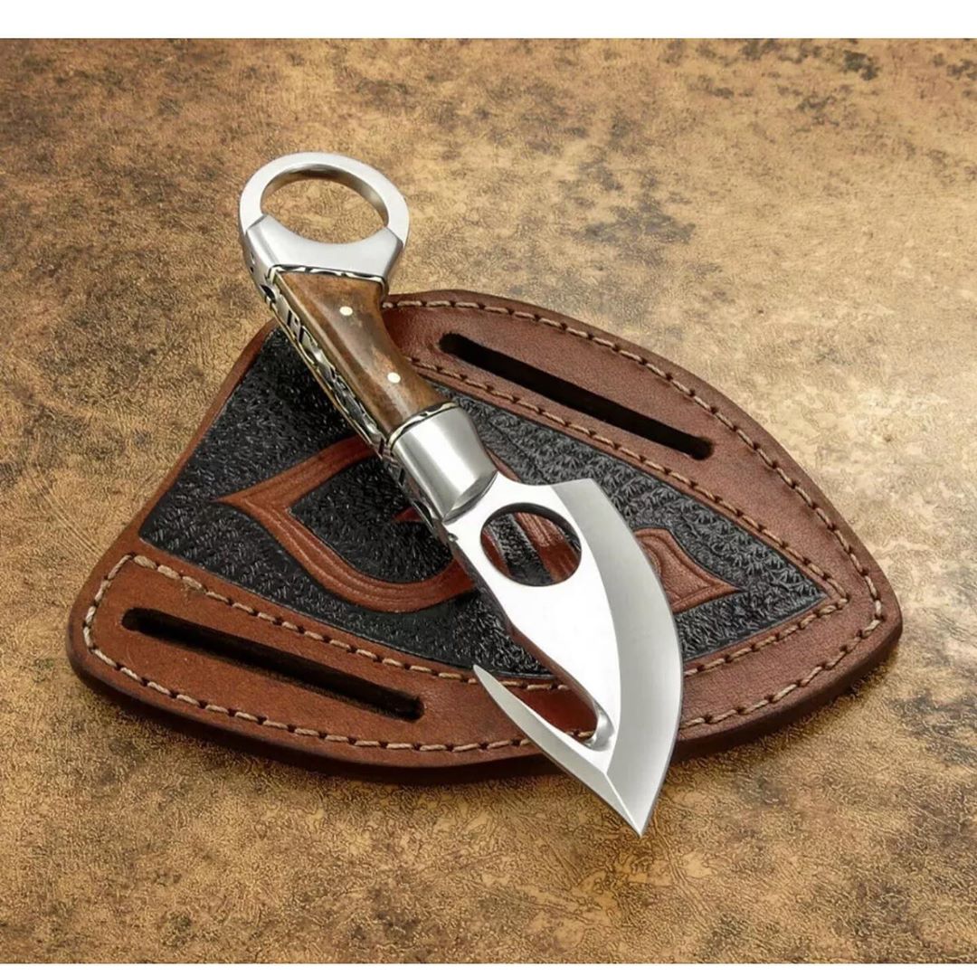 9” Hand Forged D2 Steel Full Tang Skinner Knife - Gut Hook Knife - Sta –  White Hills Knives