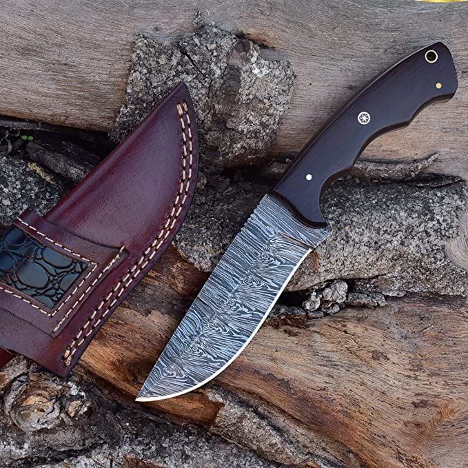 Premium Damascus Steel Hunting Knife with Rosewood Handle - 9
