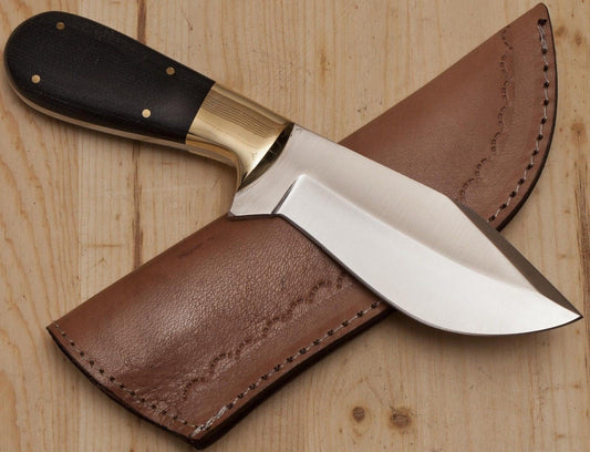 Custom Handmade 440C Steel Deer Skinning Knife with Micarta Handle and Brass Bolster