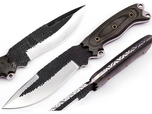 Custom handcrafted full tang 1095 high carbon steel camp knife with exotic wood handle and leather sheath