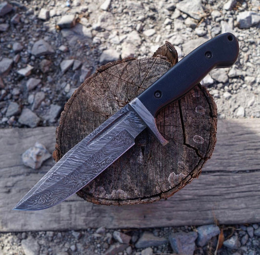Original Bowie Knife with Custom Handmade Full Tang Damascus Steel Blade and Micarta G10 Handle