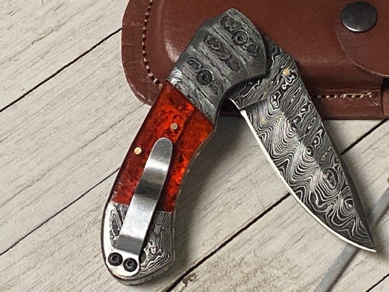 Best Folding Pocket Knife with Pocket Clip and Epoxy Resin Handle