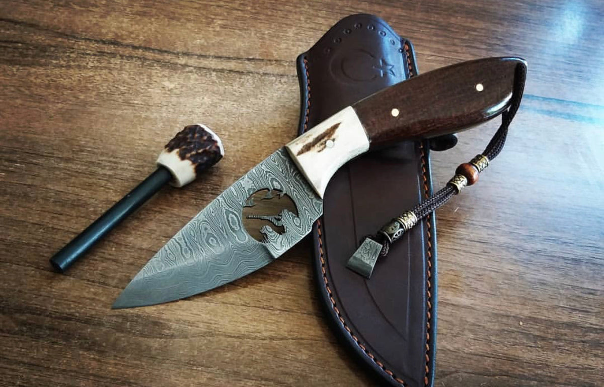 Wirecut Damascus Blade Hunting Knife KBS Knives Store