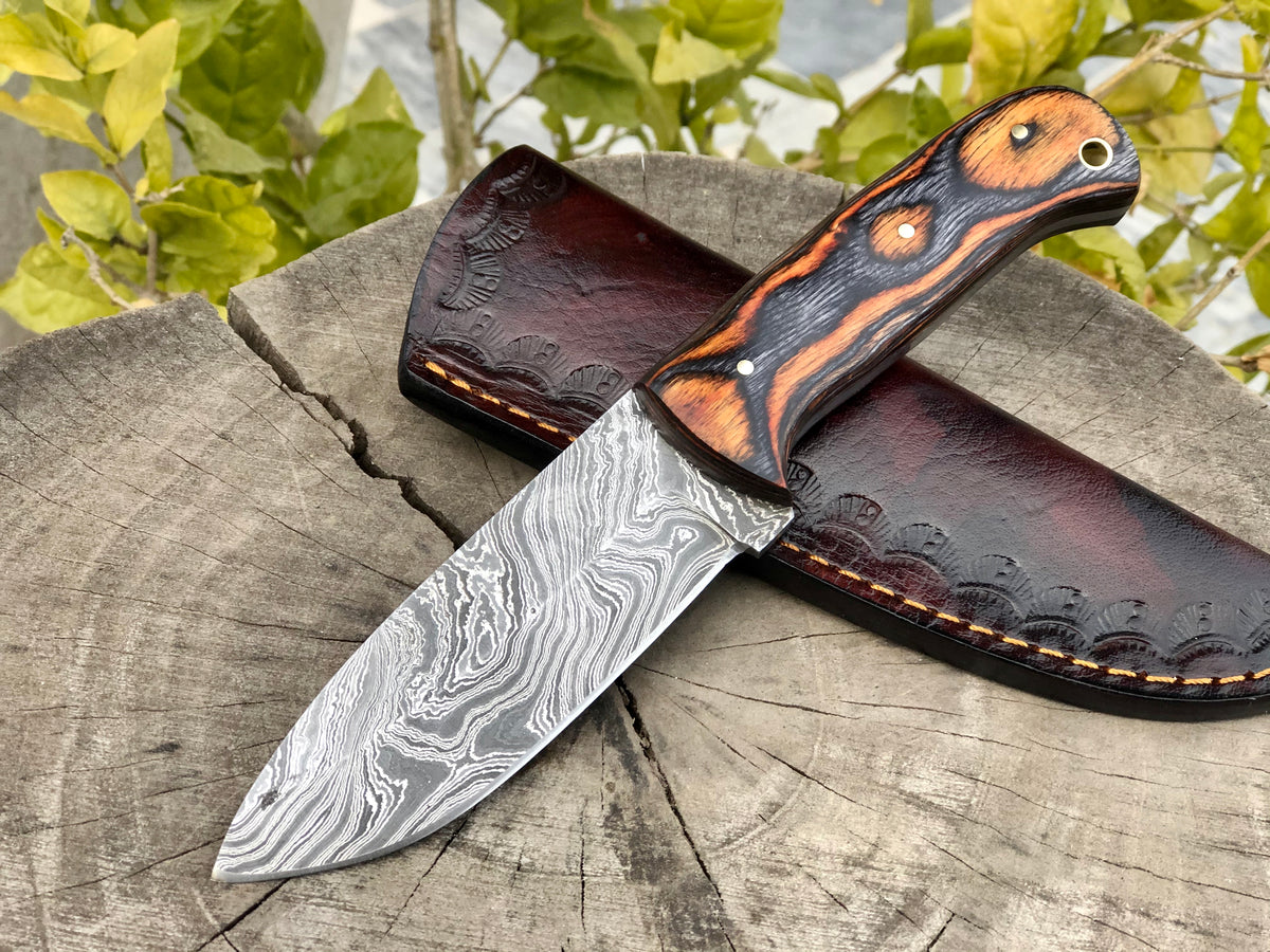 Damascus Bull Cutter Knife for Sale - Full Tang Damascus Steel Blade, – KBS  Knives Store