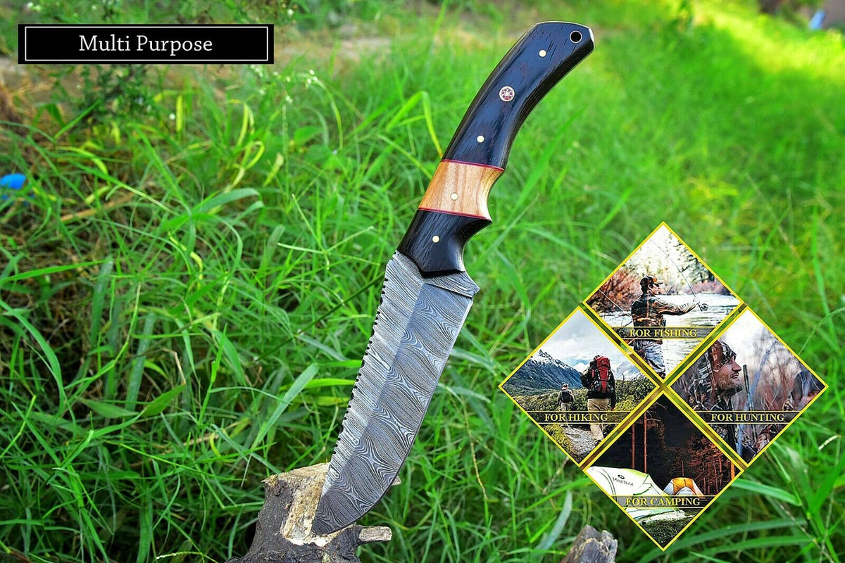 Knuckle Handle Damascus Hunting Camping Knife – KBS Knives Store