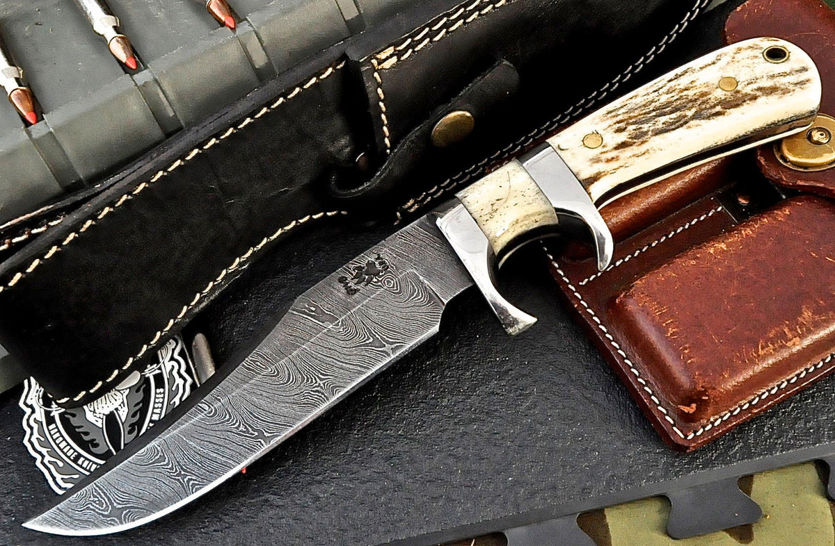 DAMASCUS HUNTER BOWIE KNIFE KBS Knives Store