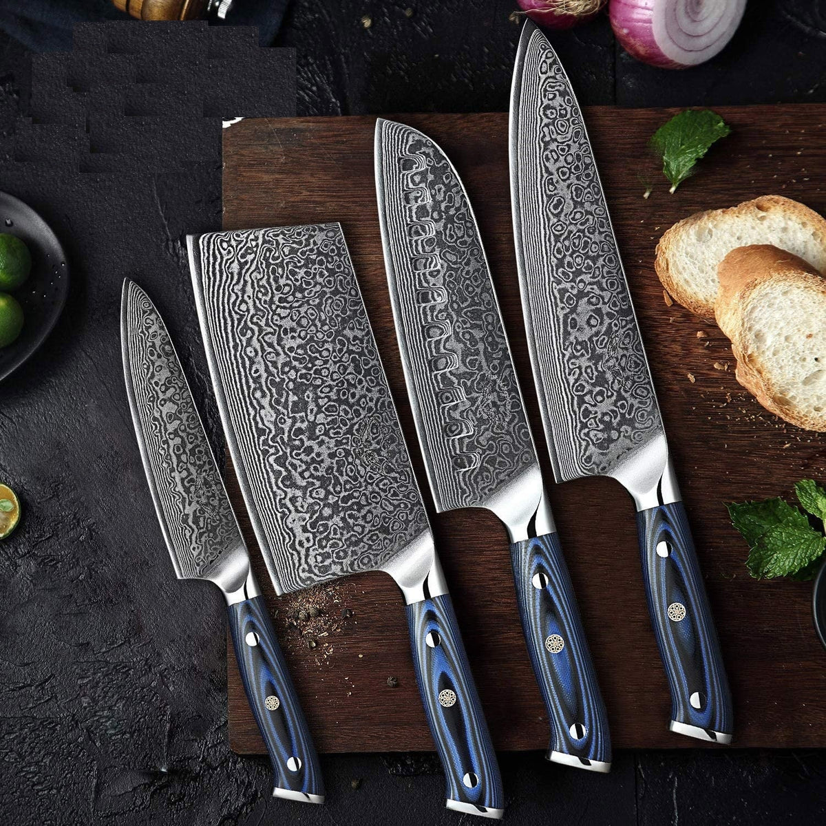 Kitchen Knives kitchen knife set Damascus Kitchen Knives Set KBS