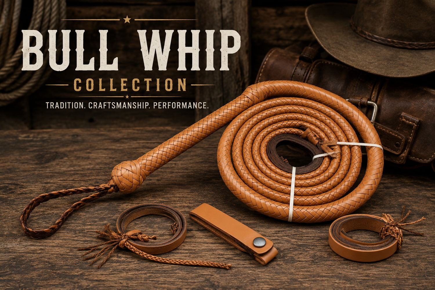 Handmade Leather Bull Whips for Sale