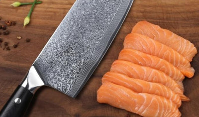 Full tang Damascus steel cleaver knife with forged blade