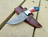 Handmade Knife Damascus Hunting Knives American Flag Knife 8" Inches for Groomsmen Gift Anniversary Gift Wedding Gift Personalized Gift