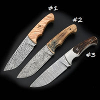 Masterpiece Collection: Full Tang Damascus Steel Hunting Knives - 9.25 Inches with Unique Handles and Patterns