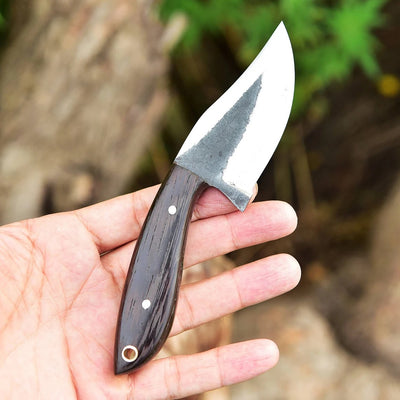"Custom Handmade 1095 Forged Steel Skinning Knife with Wenge Wood Handle and Leather Sheath, 7 Inches, Available at KBS Knives Store"