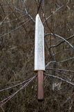 Custom handmade Viking seax knife with engraved blade
