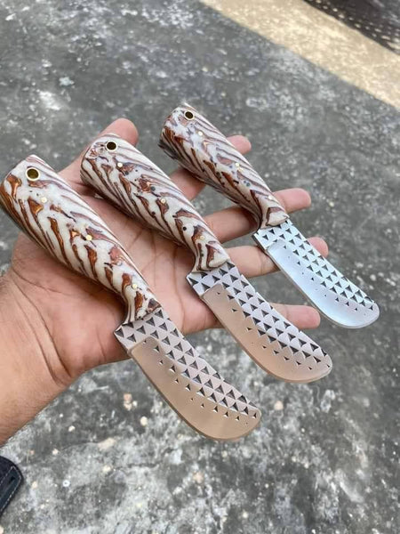 Custom Handmade Skinner Knife with Epoxy Pine-Cone handle
