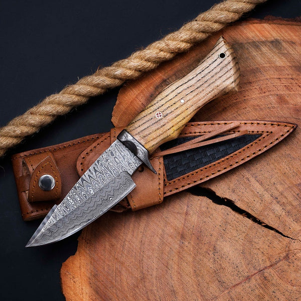 The Wilderness Elegance: 10-Inch Hunting Knife with Damascus Steel Bla –  KBS Knives Store