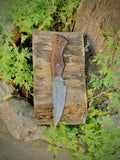 The Hunter's Favorite - A 10-inch hunting knife featuring a Damascus Steel Blade, Rosewood handle adorned with a Damascus Guard, complete with a leather sheath, available at KBS Knives Store for outdoor enthusiasts and hunters.