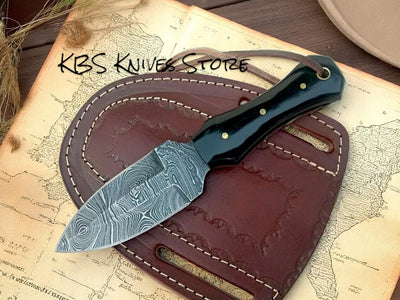 3 inch cowboy boot knife overall length 6.2 inches with Damascus steel blade