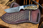 Farrier Rasp Knife – 8.25" Damascus Blade with Pine-Cone Resin Handle