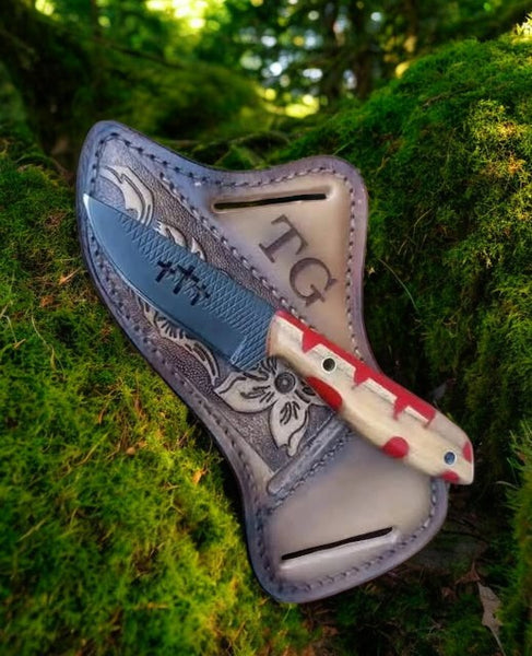 Cowboy Knife – Handmade Rasp Steel Blade with Wirecut & Olive Wood Resin Handle

