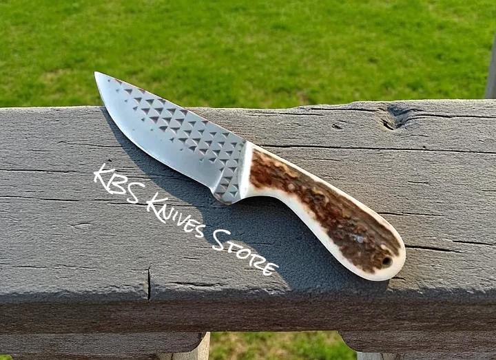 Full ELK Horn Knife – 7" Rasp Steel Blade with Sheath