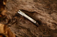Unique Damascus Steel EDC Folding Knife with Wenge Wood Handle, 3-Inch Blade, and Leather Case for Groomsmen