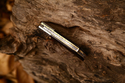 Unique Damascus Steel EDC Folding Knife with Wenge Wood Handle, 3-Inch Blade, and Leather Case for Groomsmen
