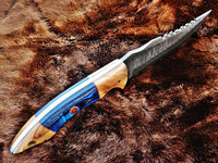 10-inch custom Damascus hunting knife perfect for outdoor use
