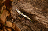 Elegant Damascus Steel Tanto EDC Knife with Buffalo Horn Handle and Leather Case for Groomsmen Gifts