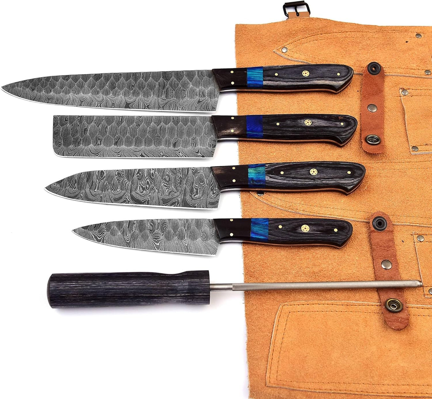 Collection of kitchen knives including chef knife and cleaver