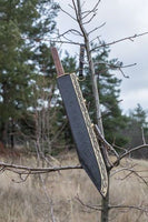 Viking Seax Knife with Engraved Stainless Steel Blade, Rosewood Handle, and Brass Guard