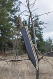 Viking Seax Knife with Engraved Stainless Steel Blade, Rosewood Handle, and Brass Guard