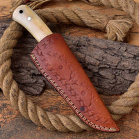 Bone Handle Full Tang Hunting Knife with Damascus Steel Guard