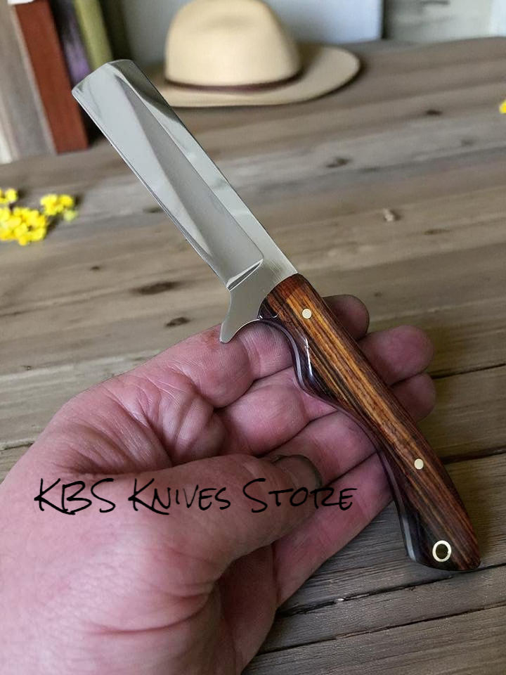 Bull cutters D2 steel knife with rosewood handle and Western leather sheath 8 inch overall